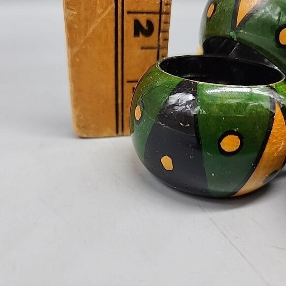 Vintage Hand Painted Decorative Wooden Napkin Rings made in India X7 African - Picture 4 of 5